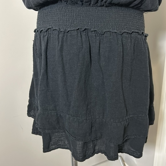 RAILS Angelina Black Lace Detail Dress Smocked Waist Linen Blend Sz XL - Picture 10 of 15